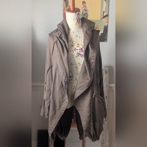 Women's Taupe Utility Hi-low Jacket